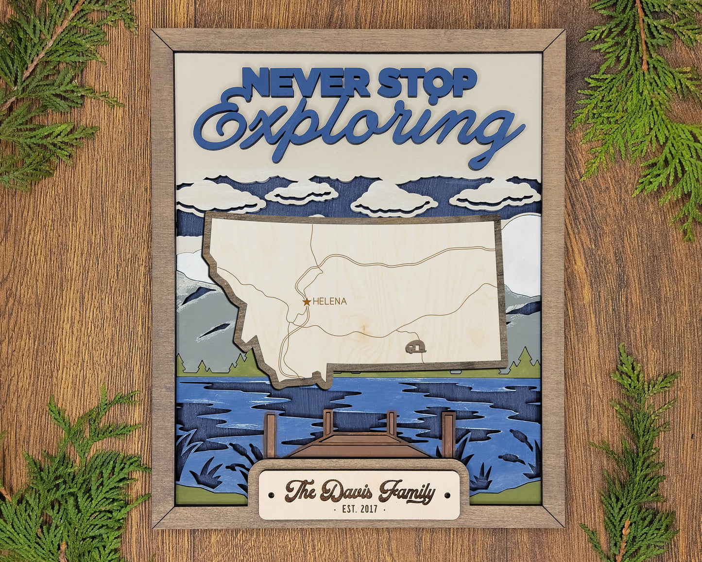 The Montana State Frame - 13 text options, 12 backgrounds, 25 icons Included - Make over 7,500 designs - Glowforge & Lightburn Tested