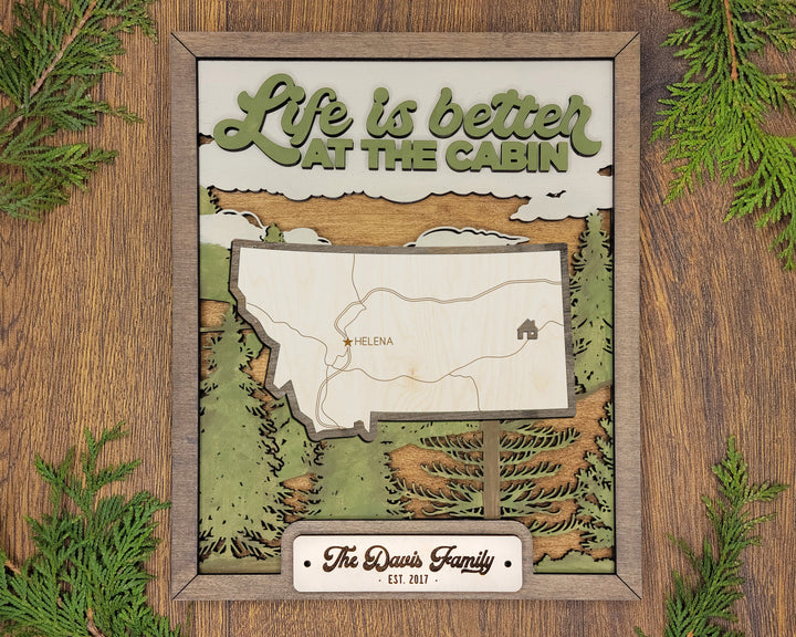 The Montana State Frame - 13 text options, 12 backgrounds, 25 icons Included - Make over 7,500 designs - Glowforge & Lightburn Tested