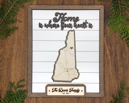 The New Hampshire State Frame - 13 text options, 12 backgrounds, 25 icons Included - Make over 7,500 designs - Glowforge & Lightburn Tested