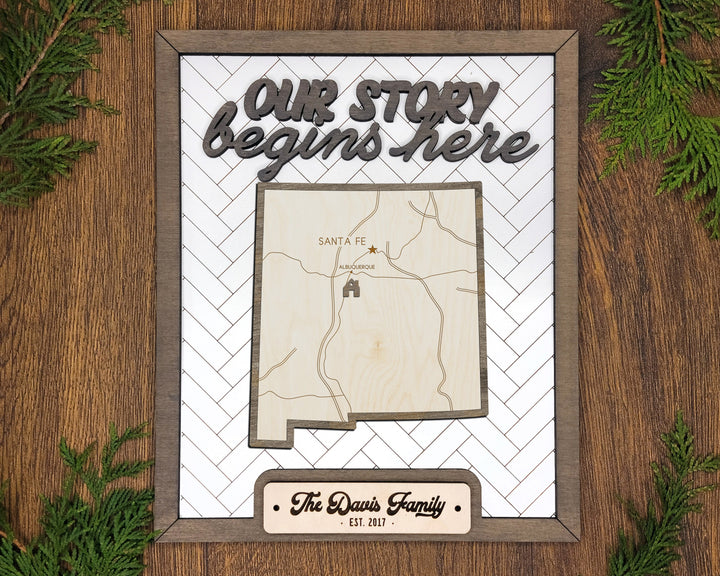 The New Mexico State Frame - 13 text options, 12 backgrounds, 25 icons Included - Make over 7,500 designs - Glowforge & Lightburn Tested