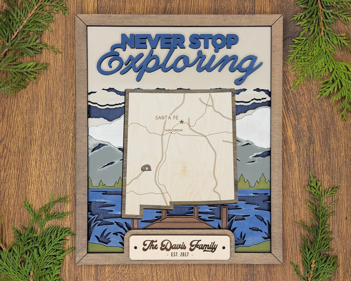 The New Mexico State Frame - 13 text options, 12 backgrounds, 25 icons Included - Make over 7,500 designs - Glowforge & Lightburn Tested