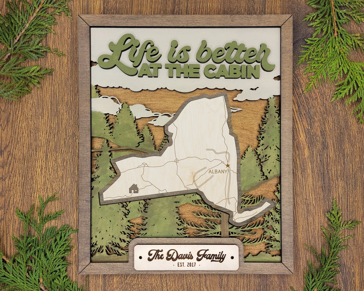 The New York State Frame - 13 text options, 12 backgrounds, 25 icons Included - Make over 7,500 designs - Glowforge & Lightburn Tested