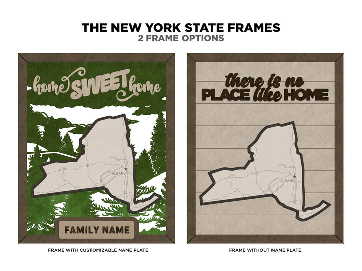 The New York State Frame - 13 text options, 12 backgrounds, 25 icons Included - Make over 7,500 designs - Glowforge & Lightburn Tested