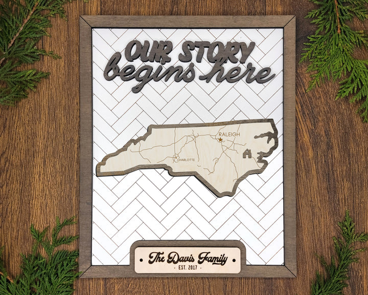 The North Carolina State Frame - 13 text options, 12 backgrounds, 25 icons Included - Make over 7,500 designs - Glowforge & Lightburn Tested