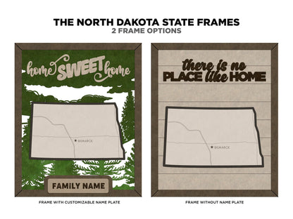 The North Dakota State Frame - 13 text options, 12 backgrounds, 25 icons Included - Make over 7,500 designs - Glowforge & Lightburn Tested