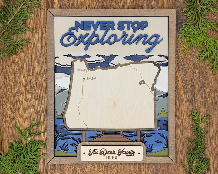 The Oregon State Frame - 13 text options, 12 backgrounds, 25 icons Included - Make over 7,500 designs - Glowforge & Lightburn Tested