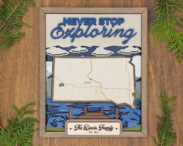 The South Dakota State Frame - 13 text options, 12 backgrounds, 25 icons Included - Make over 7,500 designs - Glowforge & Lightburn Tested
