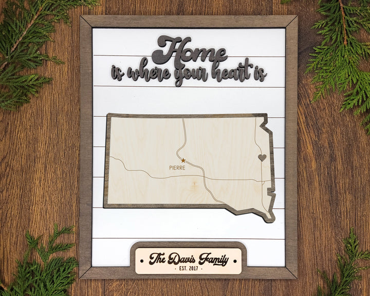 The South Dakota State Frame - 13 text options, 12 backgrounds, 25 icons Included - Make over 7,500 designs - Glowforge & Lightburn Tested