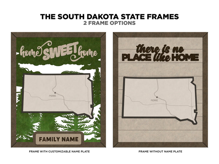 The South Dakota State Frame - 13 text options, 12 backgrounds, 25 icons Included - Make over 7,500 designs - Glowforge & Lightburn Tested