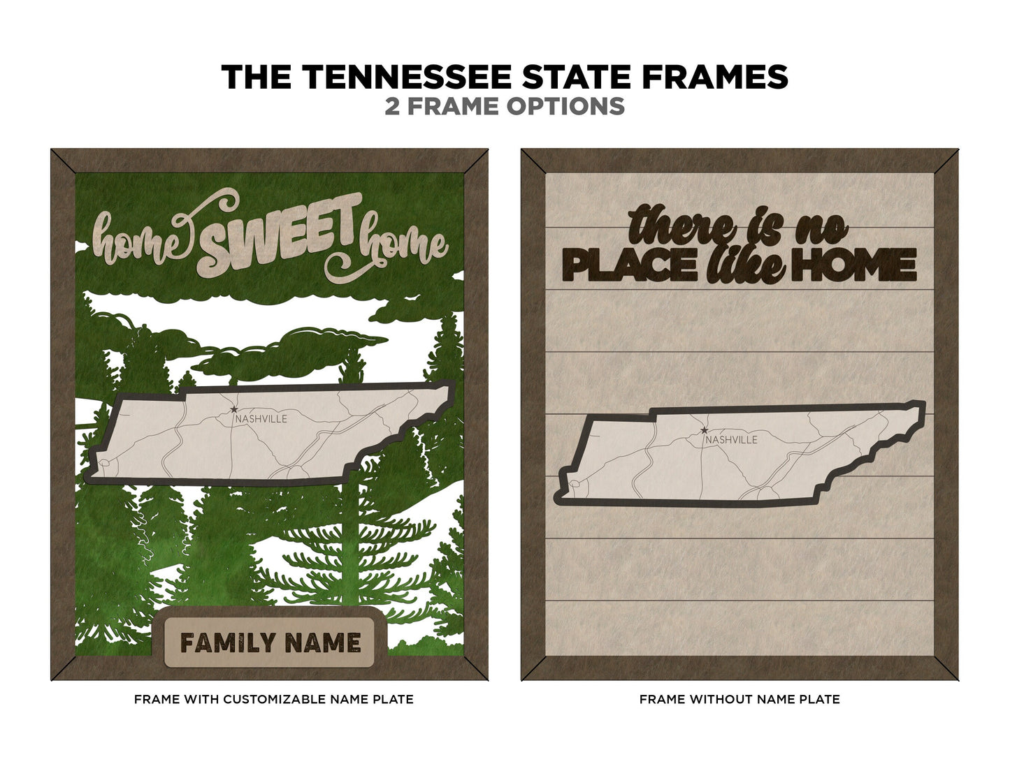 The Tennessee State Frame - 13 text options, 12 backgrounds, 25 icons Included - Make over 7,500 designs - Glowforge & Lightburn Tested