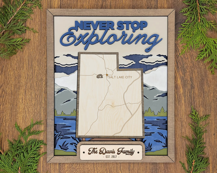 The Utah State Frame - 13 text options, 12 backgrounds, 25 icons Included - Make over 7,500 designs - Glowforge & Lightburn Tested