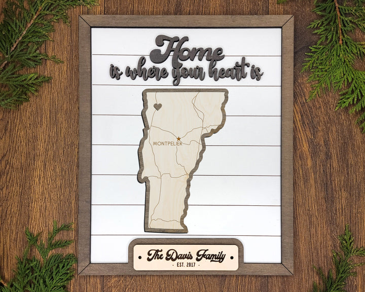 The Vermont Frame - 13 text options, 12 backgrounds, 25 icons Included - Make over 7,500 designs - Glowforge & Lightburn Tested