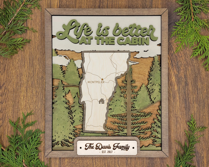 The Vermont Frame - 13 text options, 12 backgrounds, 25 icons Included - Make over 7,500 designs - Glowforge & Lightburn Tested