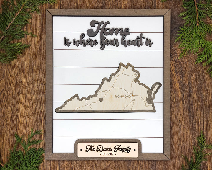 The Virginia Frame - 13 text options, 12 backgrounds, 25 icons Included - Make over 7,500 designs - Glowforge & Lightburn Tested