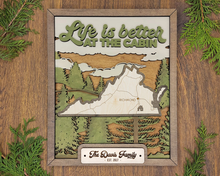 The Virginia Frame - 13 text options, 12 backgrounds, 25 icons Included - Make over 7,500 designs - Glowforge & Lightburn Tested