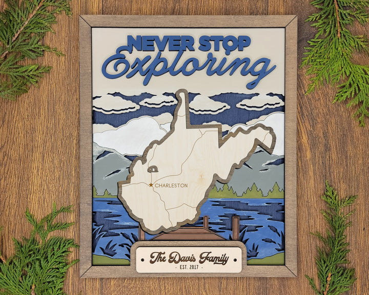The West Virginia Frame - 13 text options, 12 backgrounds, 25 icons Included - Make over 7,500 designs - Glowforge & Lightburn Tested