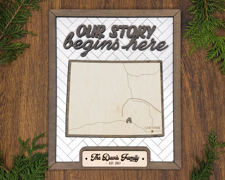 The Wyoming Frame - 13 text options, 12 backgrounds, 25 icons Included - Make over 7,500 designs - Glowforge & Lightburn Tested