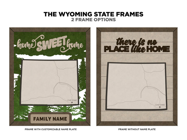 The Wyoming Frame - 13 text options, 12 backgrounds, 25 icons Included - Make over 7,500 designs - Glowforge & Lightburn Tested
