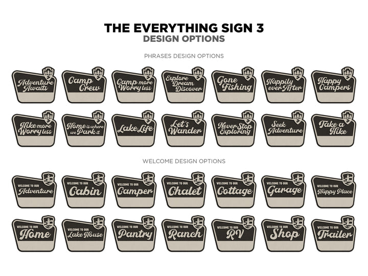 Everything Sign 3 Bundle - 28 Phrases, 22 Interchangeable Icons - Includes Ornaments, Keychains and Magnets -Tested on Glowforge & Lightburn