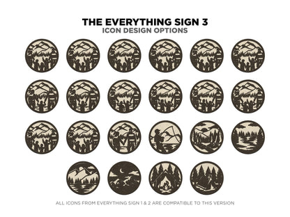 Everything Sign 3 Bundle - 28 Phrases, 22 Interchangeable Icons - Includes Ornaments, Keychains and Magnets -Tested on Glowforge & Lightburn