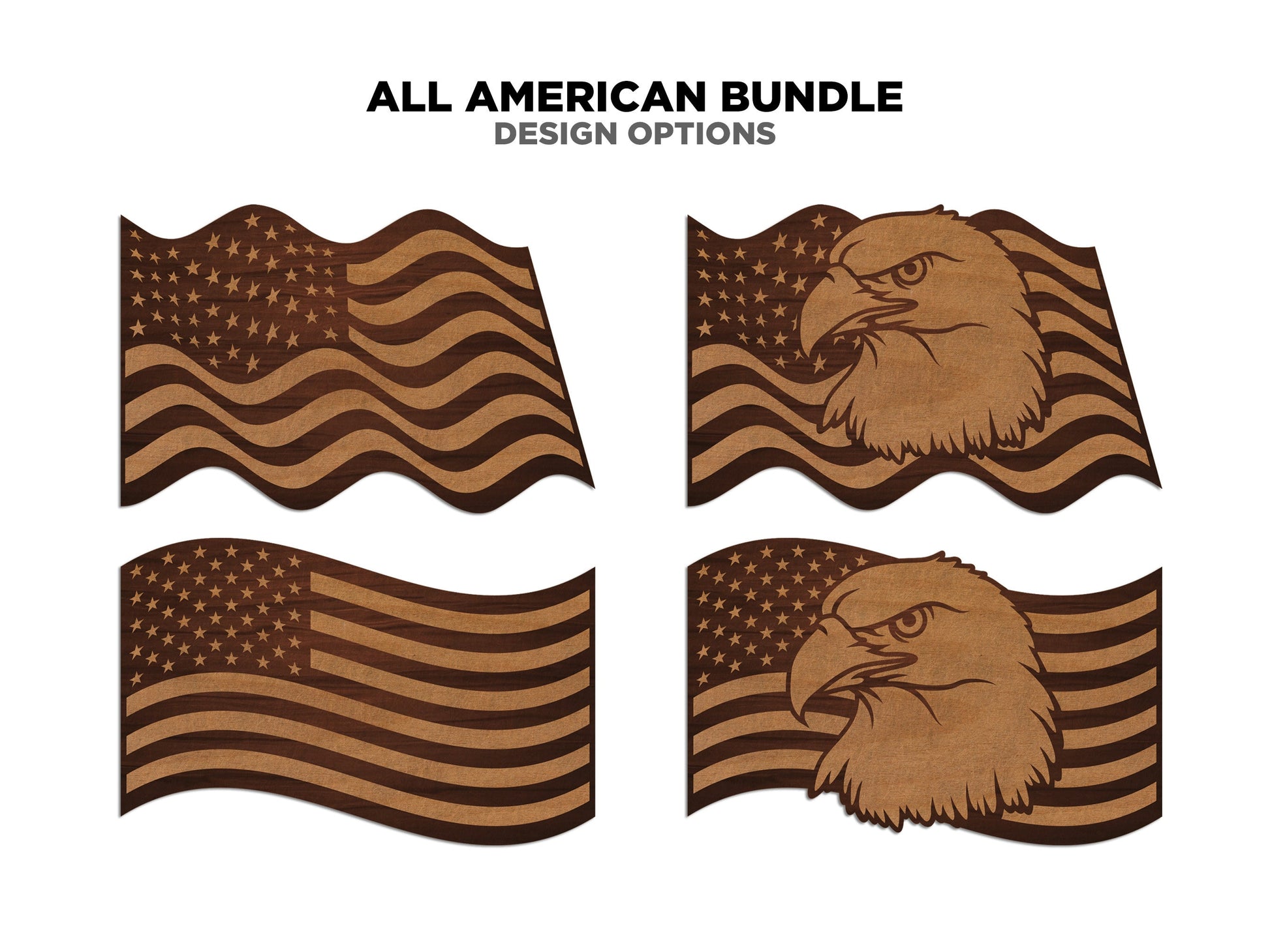 All American Bundle - Includes Signage and Ornaments - 6 designs and 9 Phrases Included - Tested on Glowforge & Lightburn