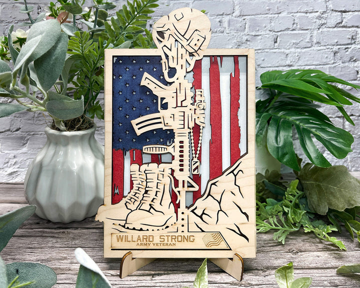 Homestyle Military Signage - Includes 17 sign Options and US and Canadian Flag backers- Tested on Glowforge & Lightburn