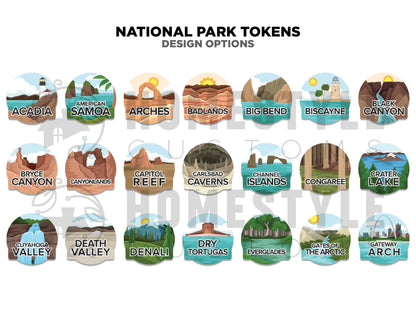 National Park Graphic Tokens - Sublimation and UV graphics for the National Park Tracker Laser Design