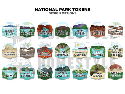 National Park Graphic Tokens - Sublimation and UV graphics for the National Park Tracker Laser Design