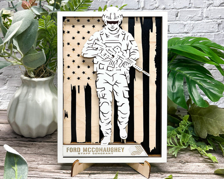 Homestyle Military Signage - Includes 17 sign Options and US and Canadian Flag backers- Tested on Glowforge & Lightburn