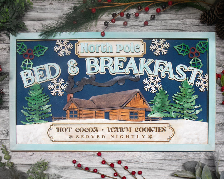 Bed and Breakfast - Yuletide Classic Signage - Includes 1 Customizable and Non Customizable Sign - Tested on Glowforge & Lightburn