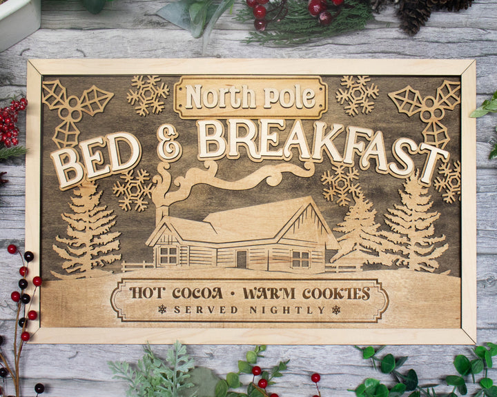 Bed and Breakfast - Yuletide Classic Signage - Includes 1 Customizable and Non Customizable Sign - Tested on Glowforge & Lightburn
