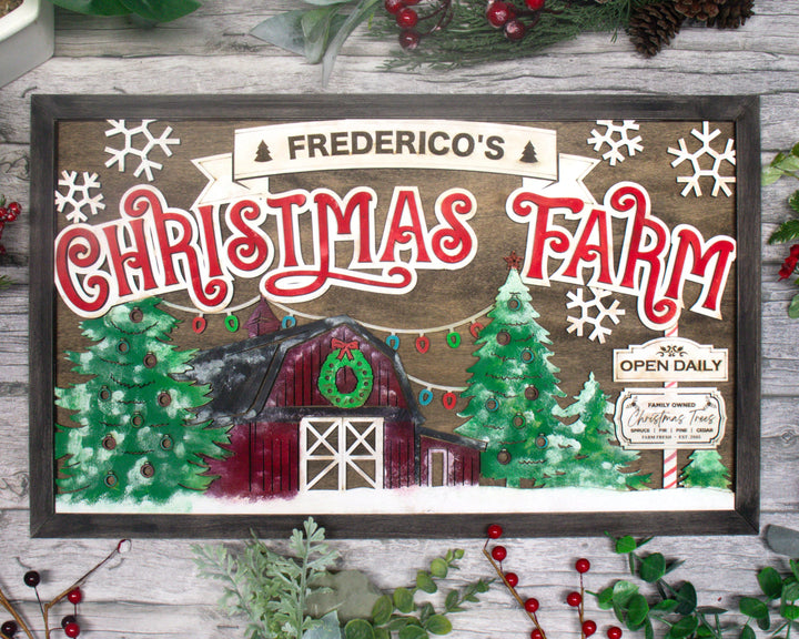 Christmas Farm - Yuletide Classic Collection - Includes 1 Customizable and Non Customizable Sign - Tested on Glowforge & Lightburn