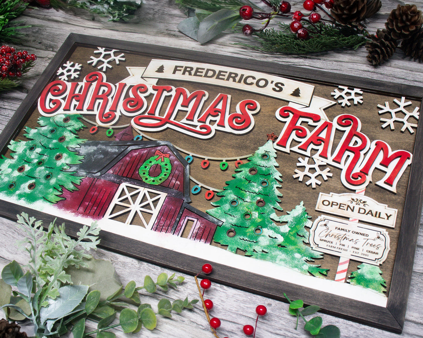 Christmas Farm - Yuletide Classic Collection - Includes 1 Customizable and Non Customizable Sign - Tested on Glowforge & Lightburn