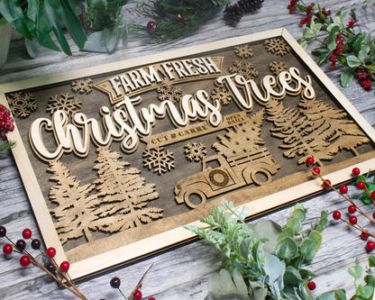 Farm Fresh Christmas Trees - Yuletide Classic Collection - Includes 1 Customizable and Non Customizable Sign - Glowforge & Lightburn Tested