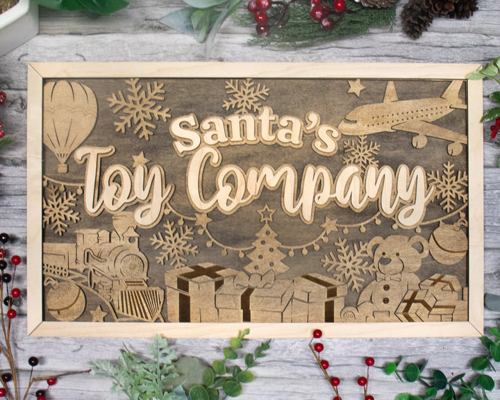 Santa's Toy Company - Yuletide Classic Collection - Includes 1 Customizable and Non Customizable Sign - Glowforge & Lightburn Tested