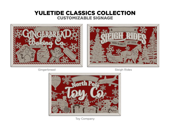 Yuletide Classic Signage - Includes 7 Customizable and Non Customizable Options - Tested on Glowforge & Lightburn