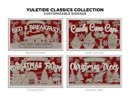 Yuletide Classic Signage - Includes 7 Customizable and Non Customizable Options - Tested on Glowforge & Lightburn