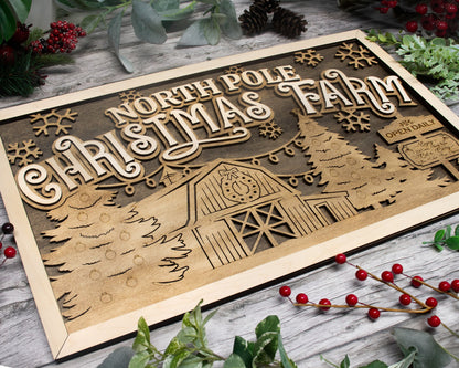 Christmas Farm - Yuletide Classic Collection - Includes 1 Customizable and Non Customizable Sign - Tested on Glowforge & Lightburn