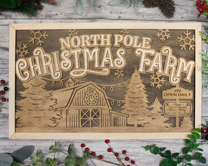 Christmas Farm - Yuletide Classic Collection - Includes 1 Customizable and Non Customizable Sign - Tested on Glowforge & Lightburn