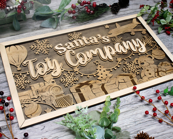 Santa's Toy Company - Yuletide Classic Collection - Includes 1 Customizable and Non Customizable Sign - Glowforge & Lightburn Tested
