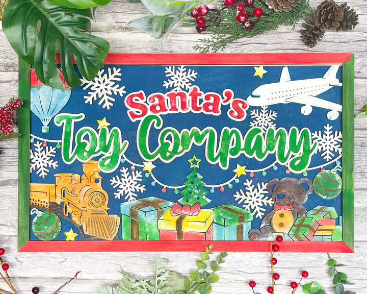 Santa's Toy Company - Yuletide Classic Collection - Includes 1 Customizable and Non Customizable Sign - Glowforge & Lightburn Tested