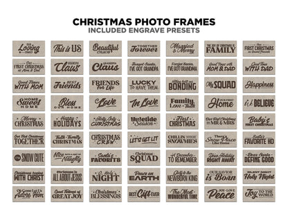 Christmas Photo Frame Collection - Includes Ornaments, Stand Ups and Magnets - 7 Design options for Each - Tested on Glowforge & Lightburn