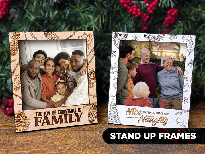 Christmas Photo Frame Collection - Includes Ornaments, Stand Ups and Magnets - 7 Design options for Each - Tested on Glowforge & Lightburn