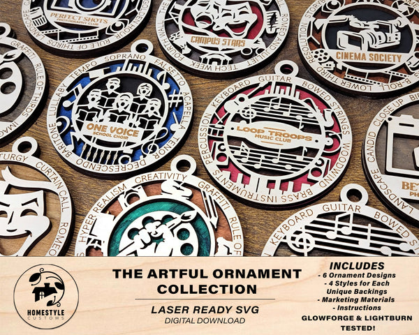 The Artful Ornament Collection - 6 Unique Designs in 4 Styles - Tested on Glowforge & Lightburn