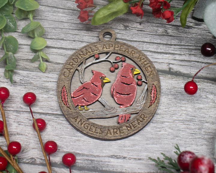 Cherished Cardinal Ornaments - 30 designs included with 2 and 3 layer designs - Tested on Glowforge & Lightburn