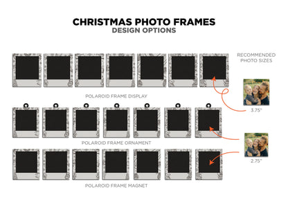 Christmas Photo Frame Collection - Includes Ornaments, Stand Ups and Magnets - 7 Design options for Each - Tested on Glowforge & Lightburn