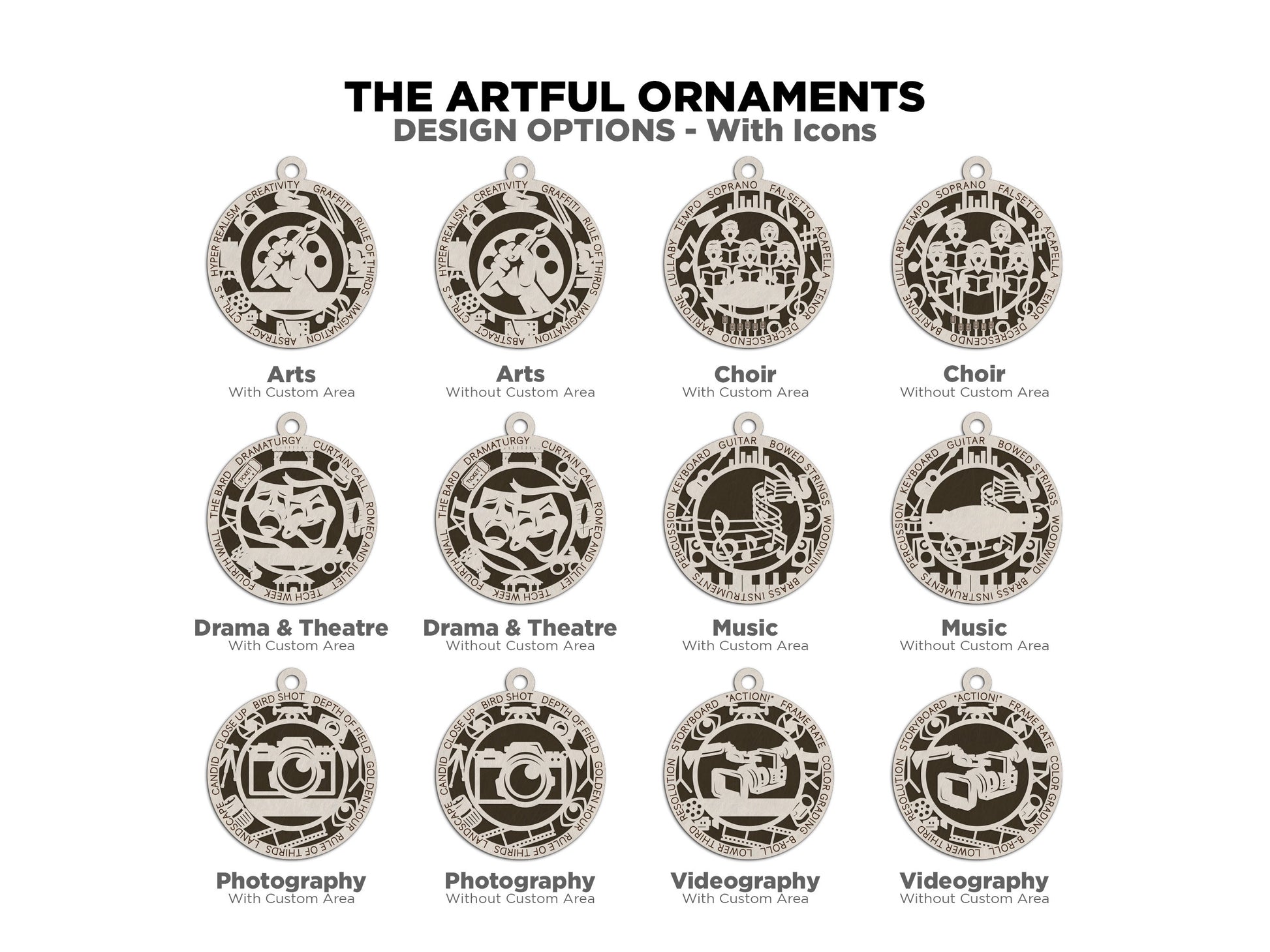 The Artful Ornament Collection - 6 Unique Designs in 4 Styles - Tested on Glowforge & Lightburn