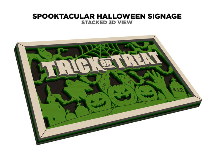 Spooktacular Halloween Signage - Includes 2 Customizable and Non Customizable Options - Tested on Glowforge & Lightburn