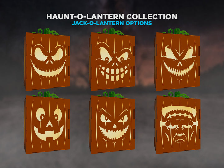 Haunt-O-Lanterns - 6 Spooky Scenes and 6 Scary Faces Included - SVG, PDF, AI File Download - Tested on Lightburn and Glowforge