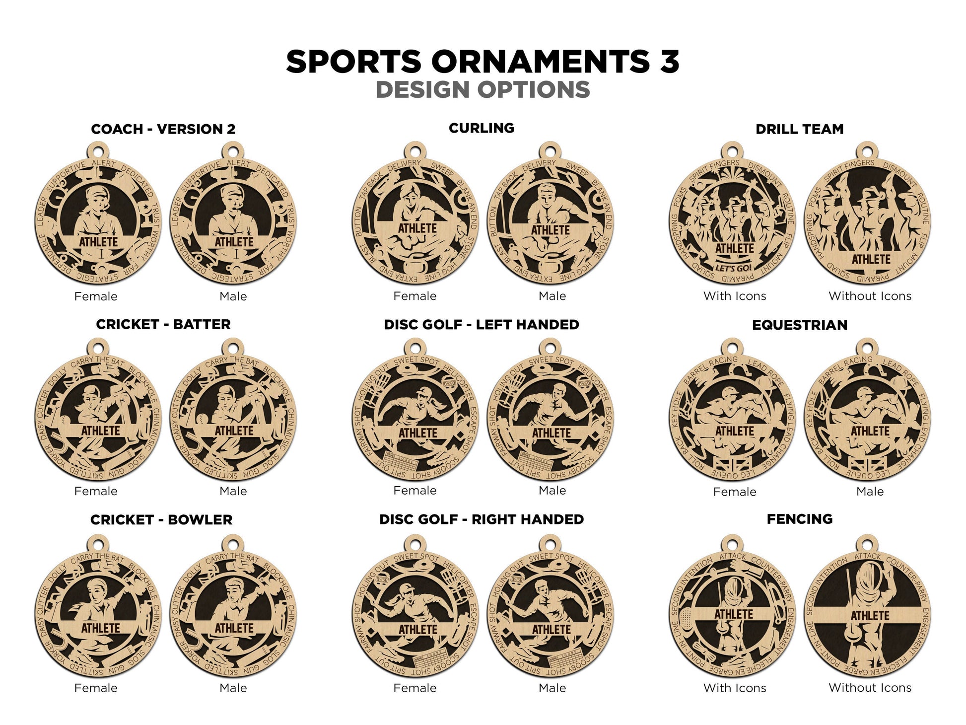 Stadium Series Ornaments Expansion 2 - 138 Unique designs 33 Sports - SVG, PDF, AI File Download - Glowforge and Lightburn Tested